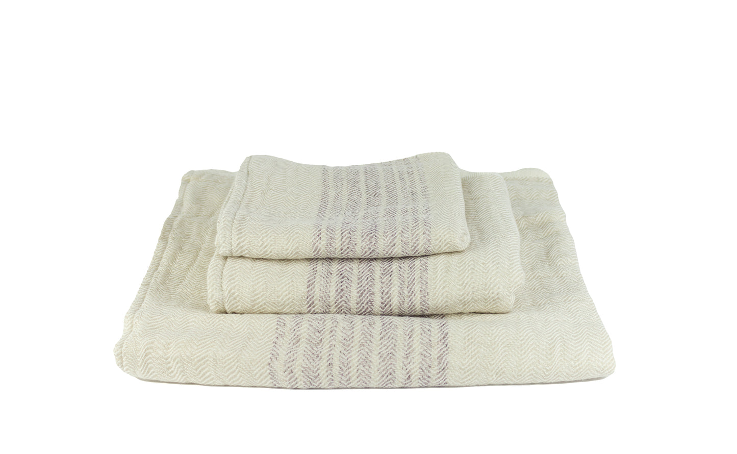 Flax purple creme - Cotton Terry Towel