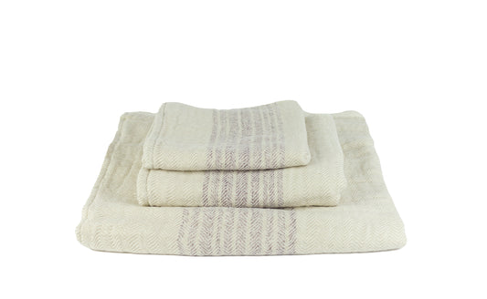 Flax purple creme - Cotton Terry Towel