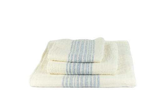 Flax blue white - Cotton Terry Towel