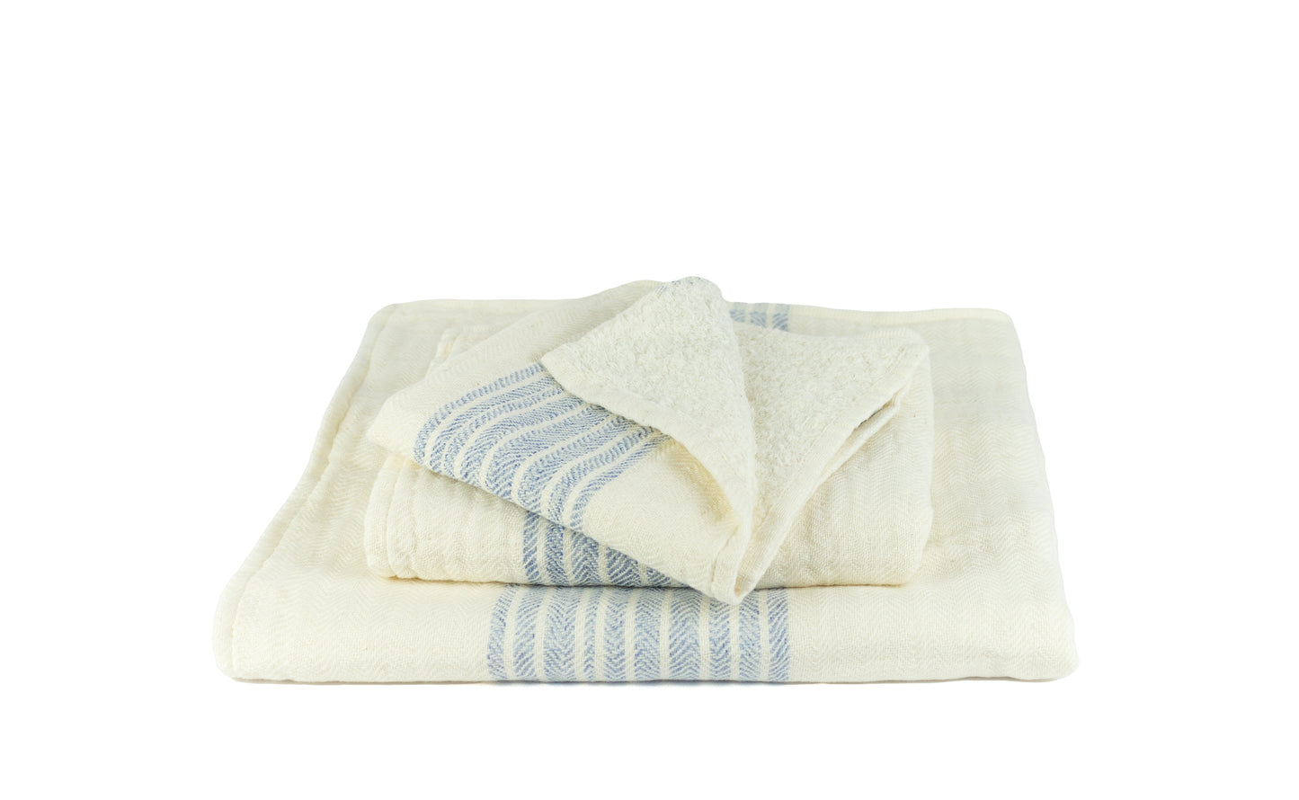 Flax blue white - Cotton Terry Towel