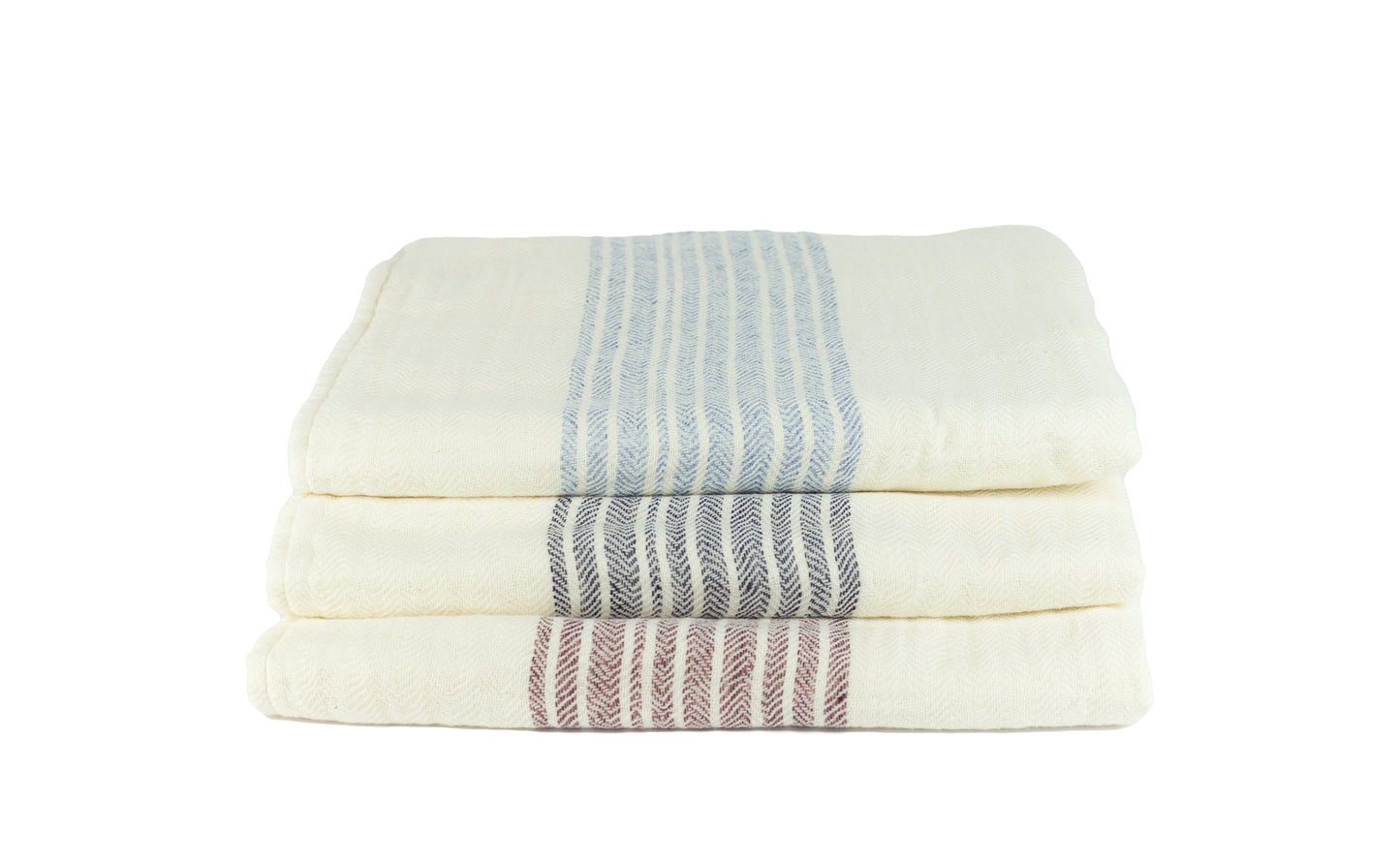 Flax navy white - Cotton Terry Towel