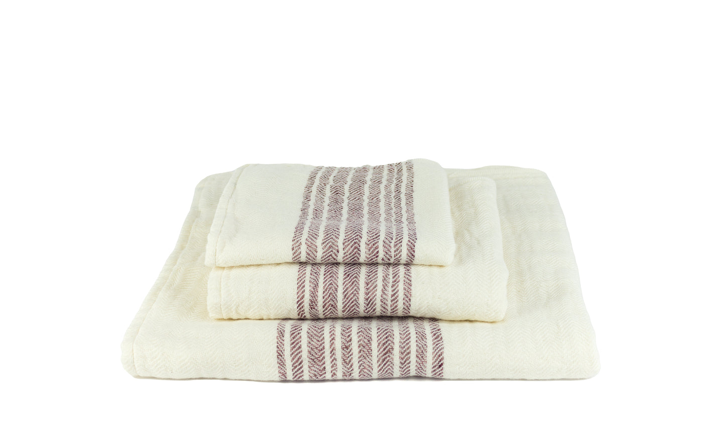 Flax red white - Cotton Terry Towel