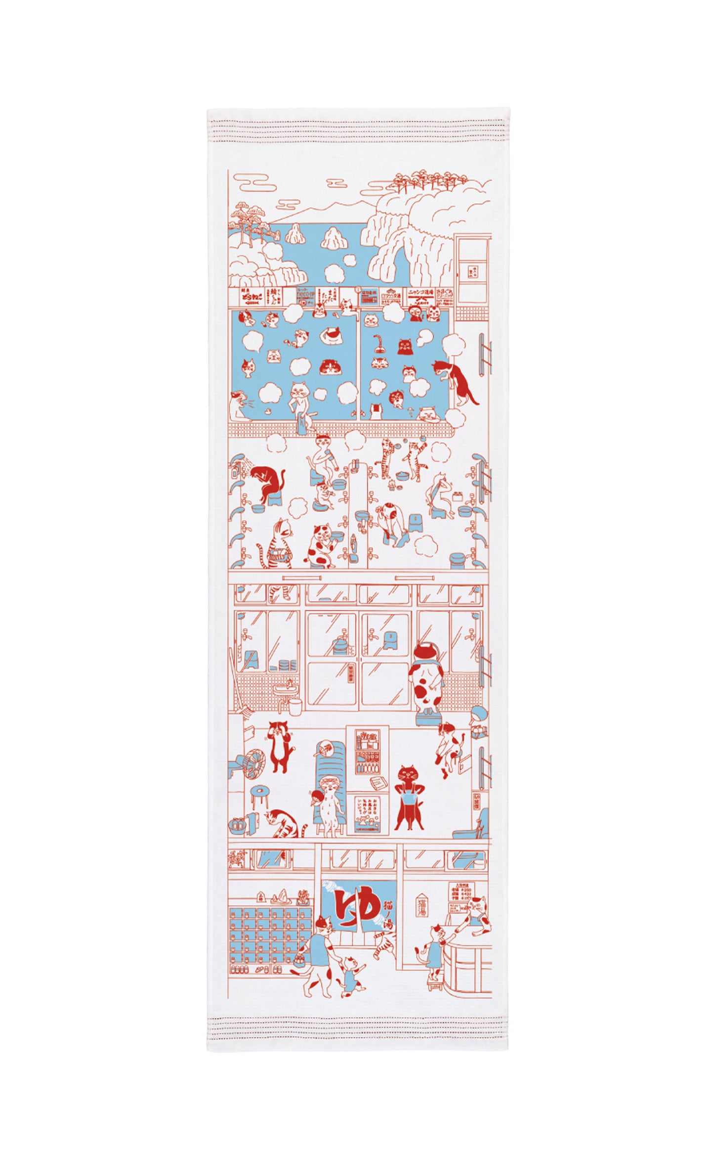 Nuno Cat Onsen - Lightweight Cotton Towel Tenugui