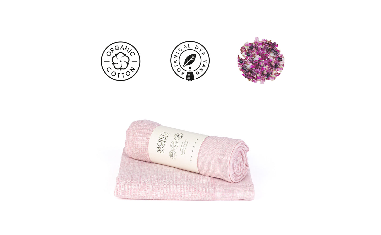 Moku Organic rose red - Lightweight, Plantdyed Tenugui