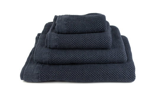 Vintage Waffle navy - Cotton Linen Towel