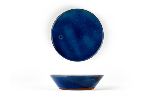 Kawara Ceramic - Incense Holder Round blue glaze / 10cm