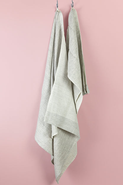 Moku Linen white-grey - Lightweight Linen Towel Tenugui