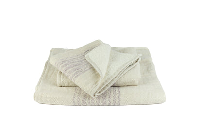 Flax purple creme - Cotton Terry Towel