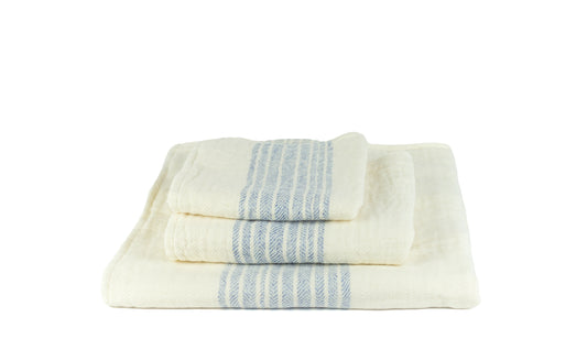 Flax blau weiß - Handtuch aus Baumwollfrottee