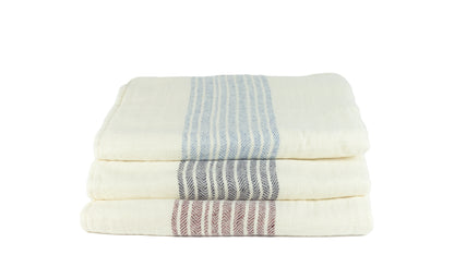 Flax blue white - Cotton Terry Towel