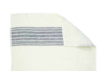 Flax navy white - Cotton Terry Towel