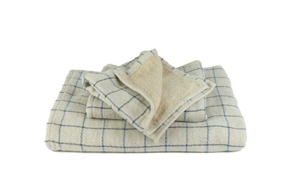 Graph beige navy - Organic Plant Dyed Cotton Terry Towel