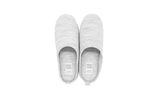 Moku Linen Room Shoes white grey